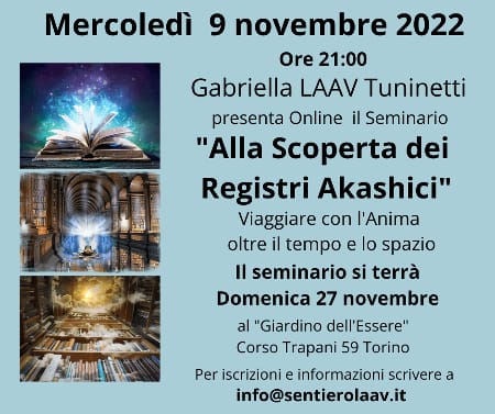 Seminario Registri Akashici in LAAV: si replica il 27 novembre